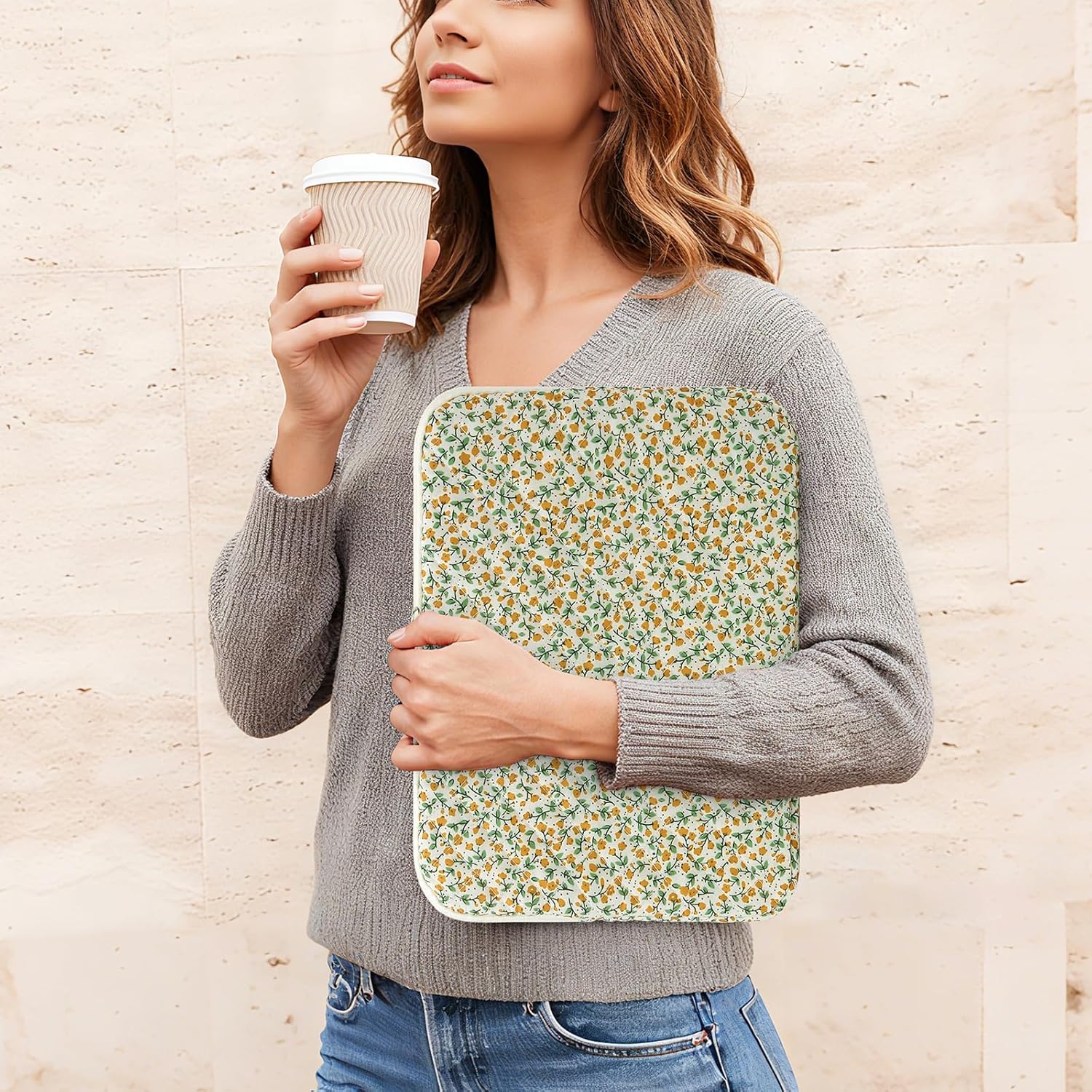 Puffy Laptop Sleeve 13-15.6 Inch Cute Quilted Laptop Protective Case Padded Floral Computer Sleeve for MacBook (B-Yellow, 13 Inch)