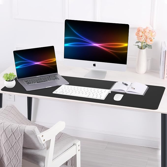 AFIING Desk Mat 35.4" x 17", Cork & PU Leather Desk Pad, Waterproof Desk - Image 9