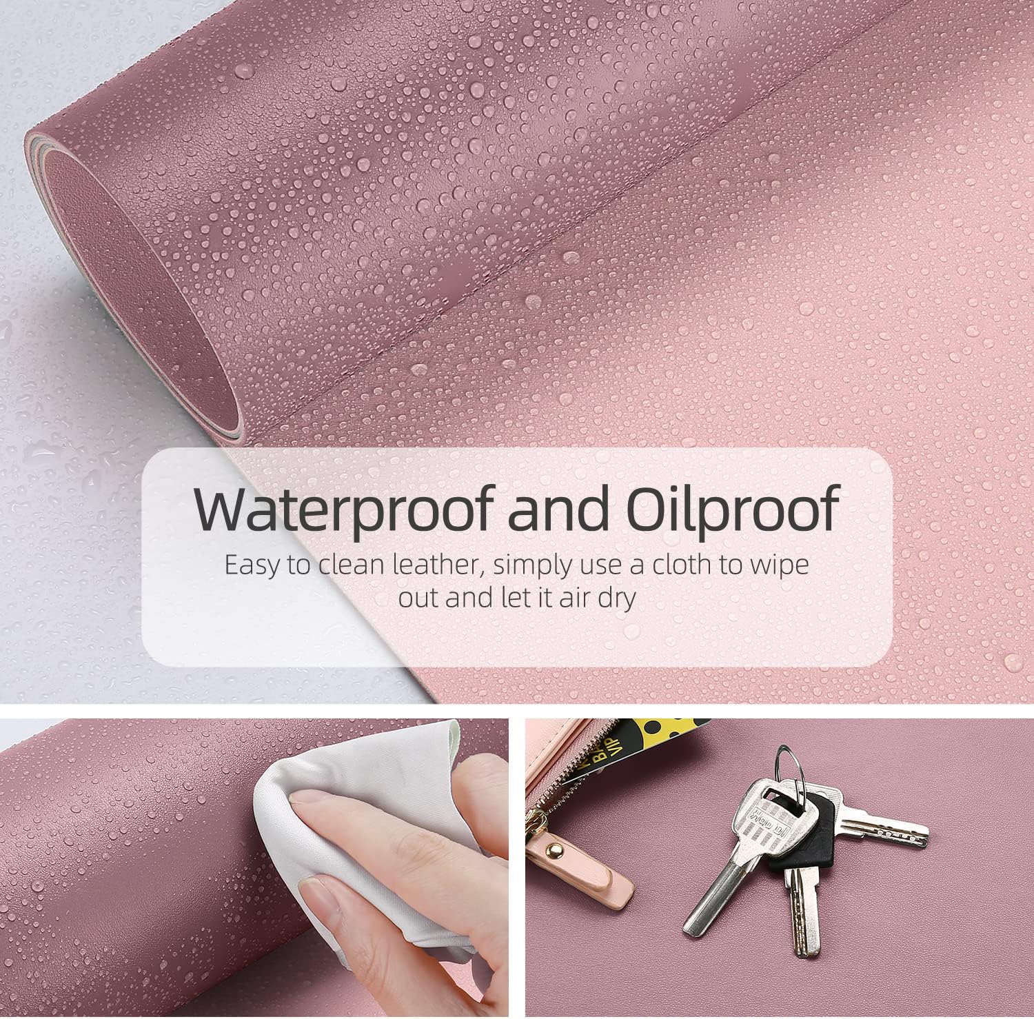 YSAGi Desk Pad, Desk Mat, Dual-Sided Desk Pad, 31.5" x 15.7" Laptop Leather Desk Pad Protector, Desk Blotter for Keyboard and Mouse, Waterproof Desk Writing Pad for Office and Home (Dark Pink+Pink)