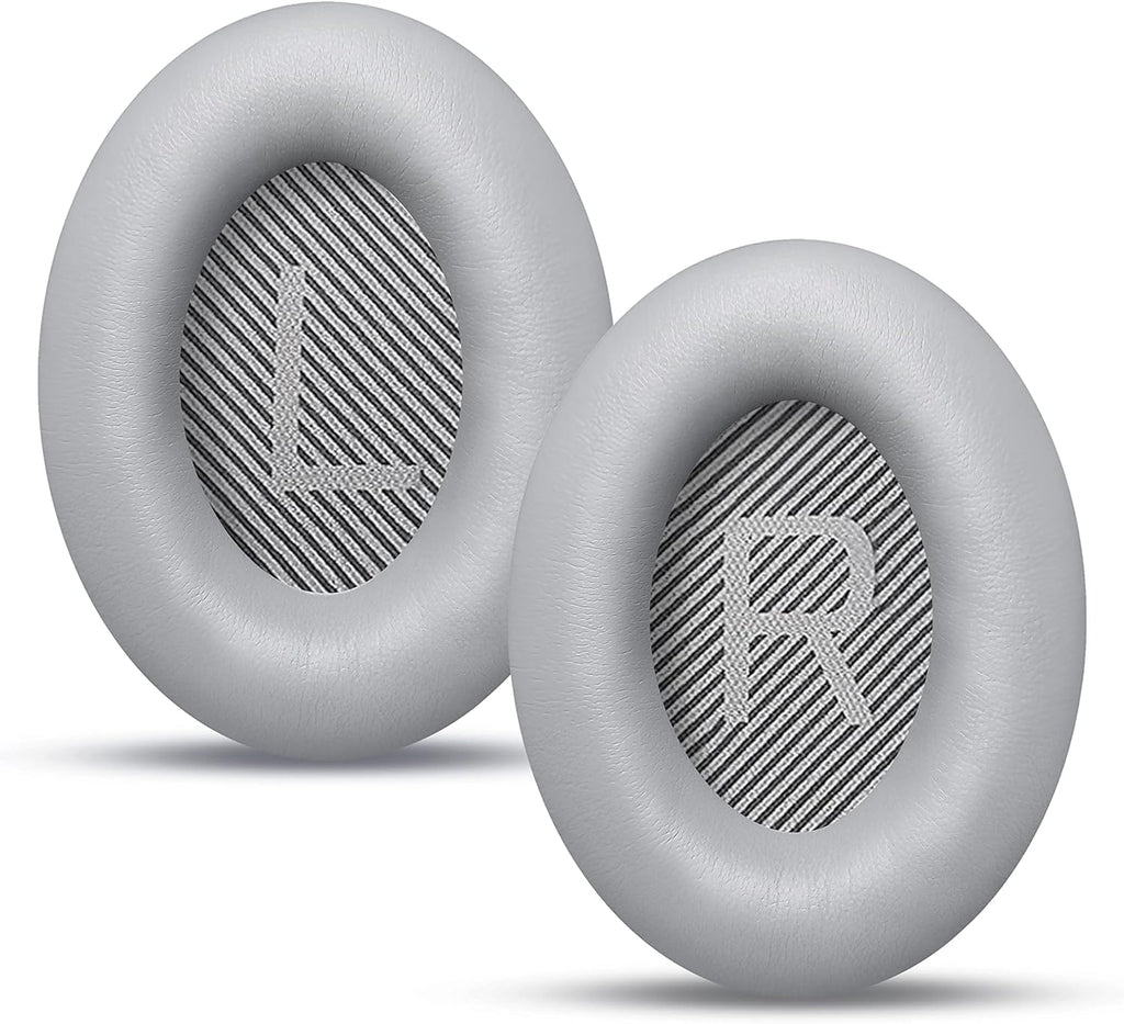 BINGLE Upgraded QC35 Replacement Ear Pads for Bose & Sound Insulation Bose QC35 ii Replacement Ear Pads, Added Thickness QC35 Replacement Headphone Pads with Soft Leather, Memory Foam Gray
