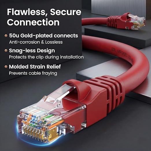 GEARit Cat 6 Ethernet Patch Cable 7 ft Red Cat6 Patch Cables 7ft Red/Ethernet - Image 4
