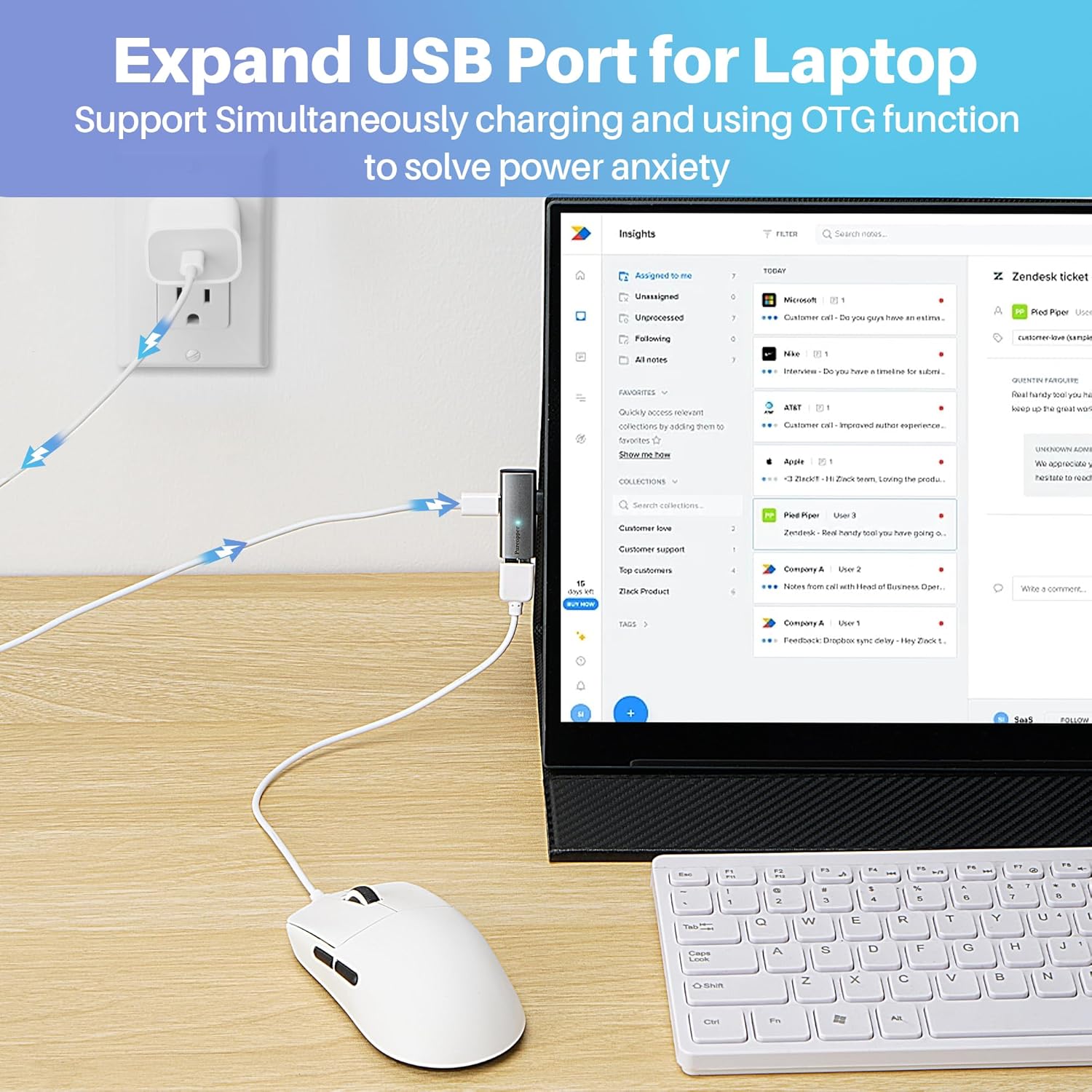 2-in-1 USB C 3.1 to USB 3.0 10Gbps Adapter with 100W Charging Port, USB Female to USB Type-C Male OTG (On The Go) Data Transfer Converter for iPhone 16/15 Series, MacBook, iPad-2Pack