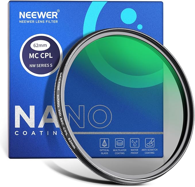 NEEWER 62mm Polarizer Filter, 24 Layer Multi Resistant Nano Coated MC CPL by Neewer
