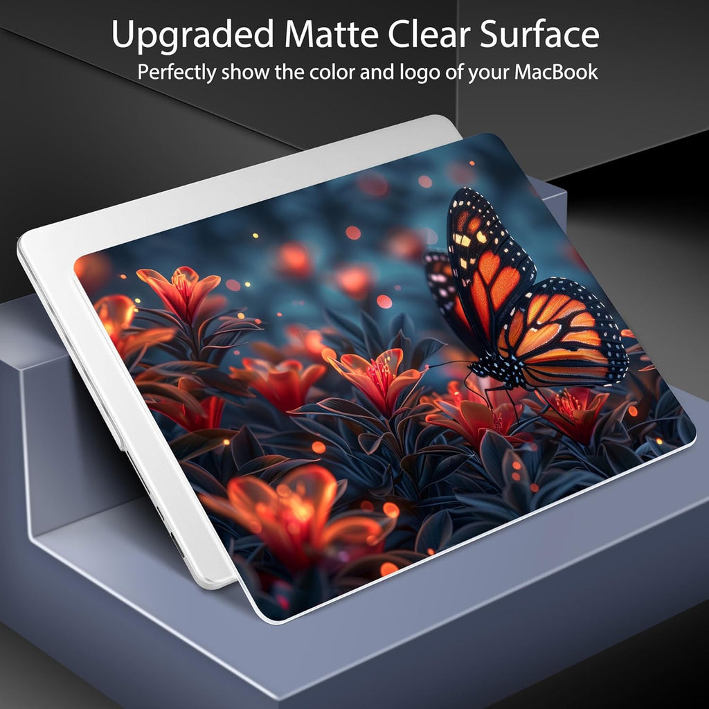 for MacBook Pro 16 inch Case 2021 2022 2023 2024 Release A3186 A3403 M4 A2991 M3 A2780 M2 A2485 M1 Pro/Max, Hard Shell Case with Screen Protector & Keyboard Cover, Butterflies Flowers