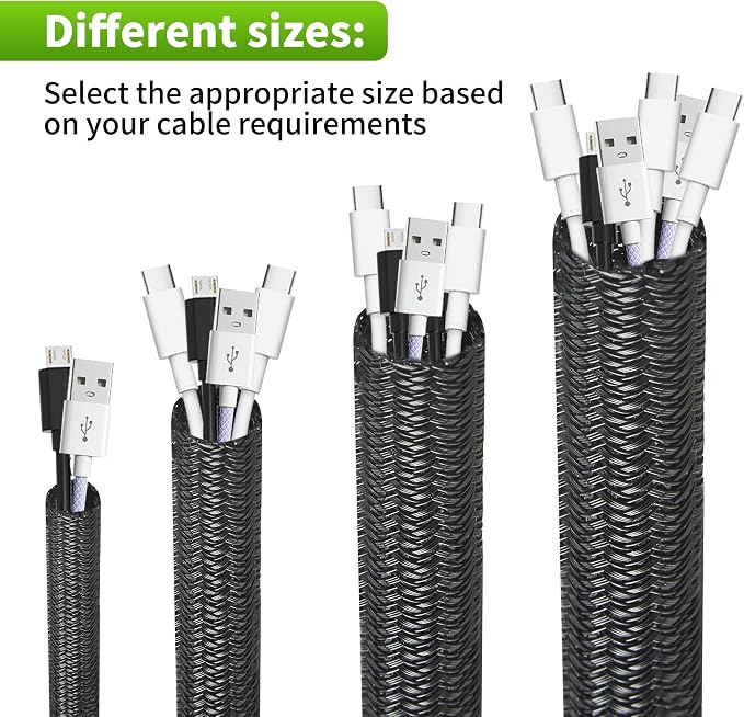 Split Wire Loom 1/2 Inch 50ft, Braided Cable Sleeve - Image 5