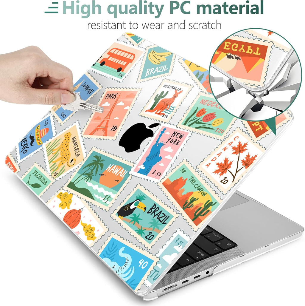 DONGKE for M4 MacBook Pro 16 Inch Case 2024 2023 2021 A3403 A3186 M3 A2991 M2 A2780 M1 A2485 Pro/Max Chip, Plastic Hard Shell Case & Keyboard Cover for Mac Pro 16 with Touch ID, Post Stamps