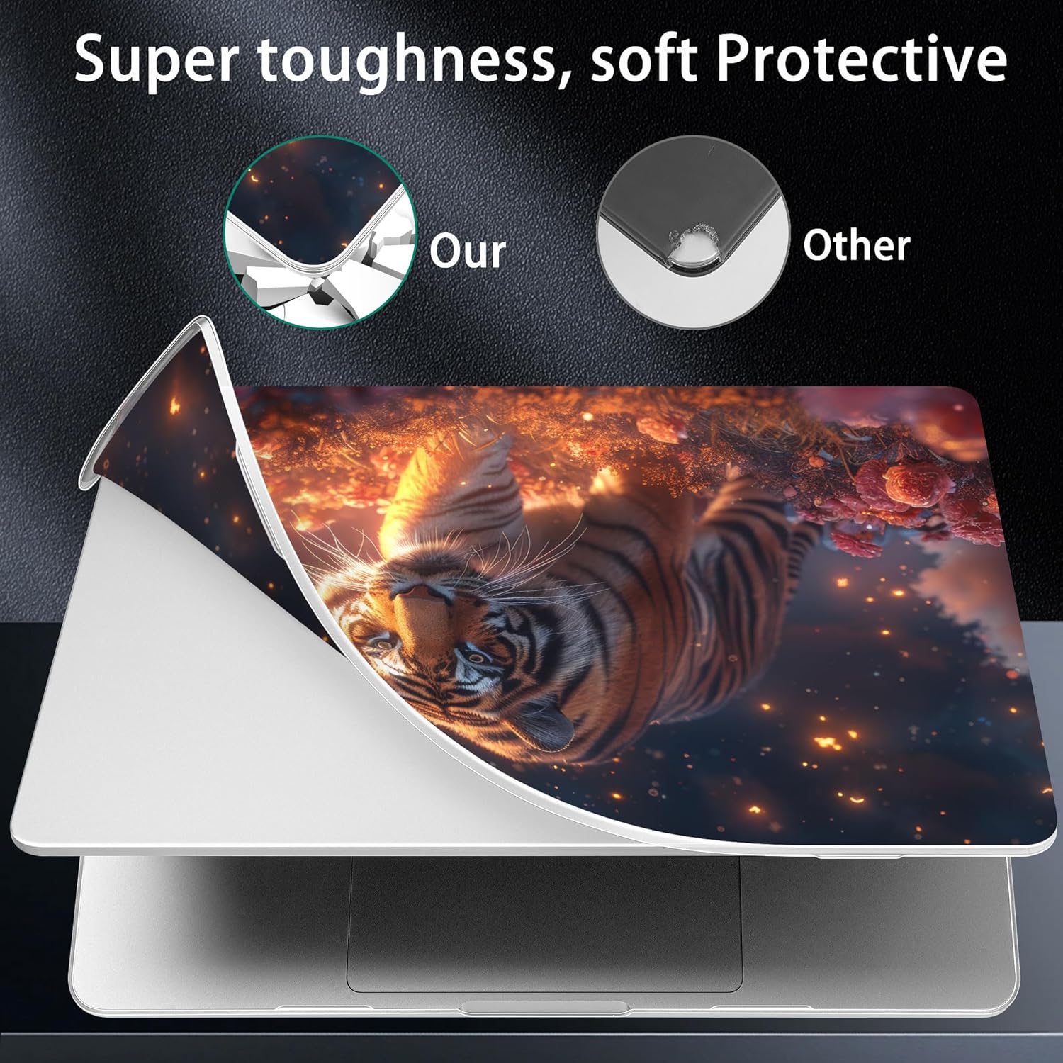 for MacBook Pro 16 inch Case 2021 2022 2023 2024 Release A3186 A3403 M4 A2991 M3 A2780 M2 A2485 M1 Pro/Max, Hard Shell Case with Screen Protector & Keyboard Cover, Dream Tiger