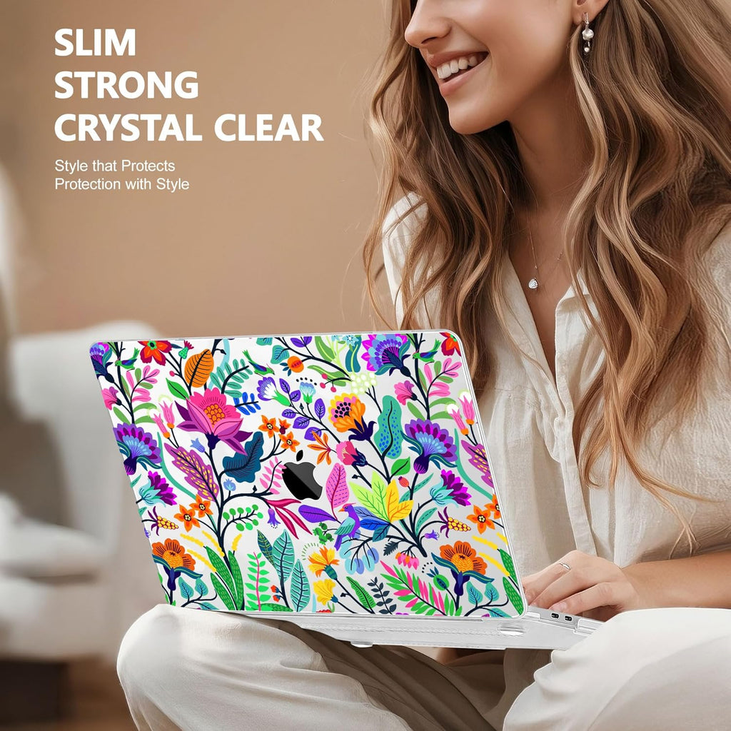 May Chen Compatible with MacBook Pro 13 inch Case 2022 2021 2020 Release Models A2338 M2 M1 A2251 A2289, Plastic Hard Shell Case Keyboard Cover for Mac Pro 13" with Touch Bar & Touch ID, Floral Leaves