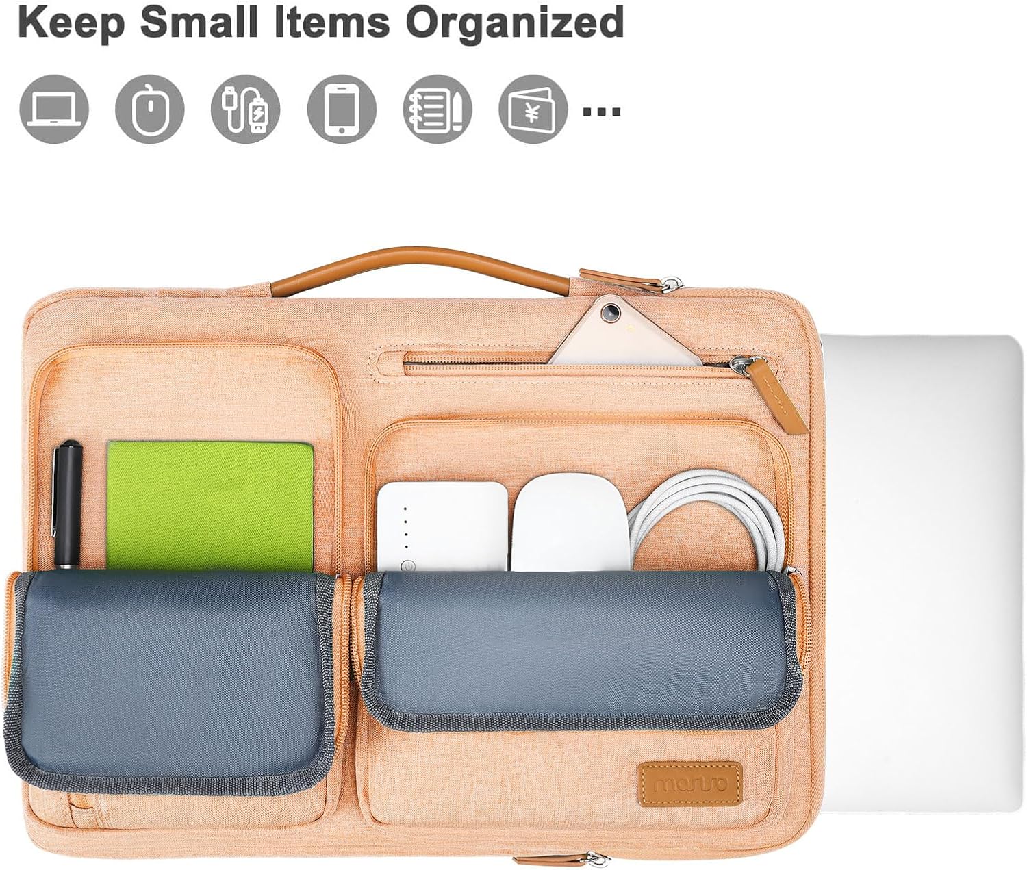 MOSISO 360 Protective Laptop Case 13.3 inch, 13-13.3 inch Laptop Sleeve Compatible with MacBook Air/Pro 13 / Pro 14,HP Dell Acer ASUS,Side Open Carrying Case with 4 Zipper Pockets&Handle, Peach Fuzz