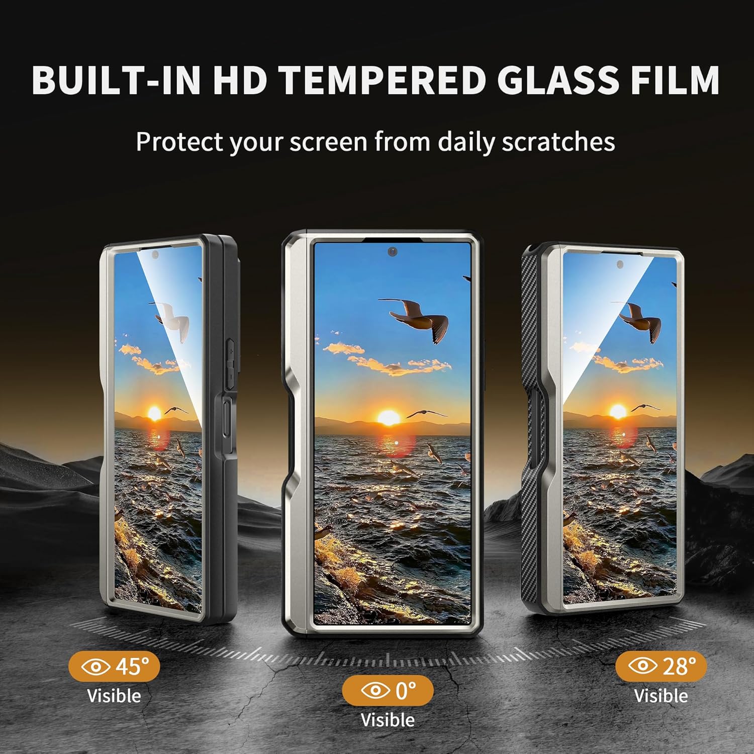 TONGATE for Z Fold 5 Case, [with S Pen Slot & Hinge Protection] [Tempered Glass Screen Protector] Full-Body Military Drop Phone Case for Samsung Galaxy Z Fold 5 with Kickstand & Belt Clip, Tigray