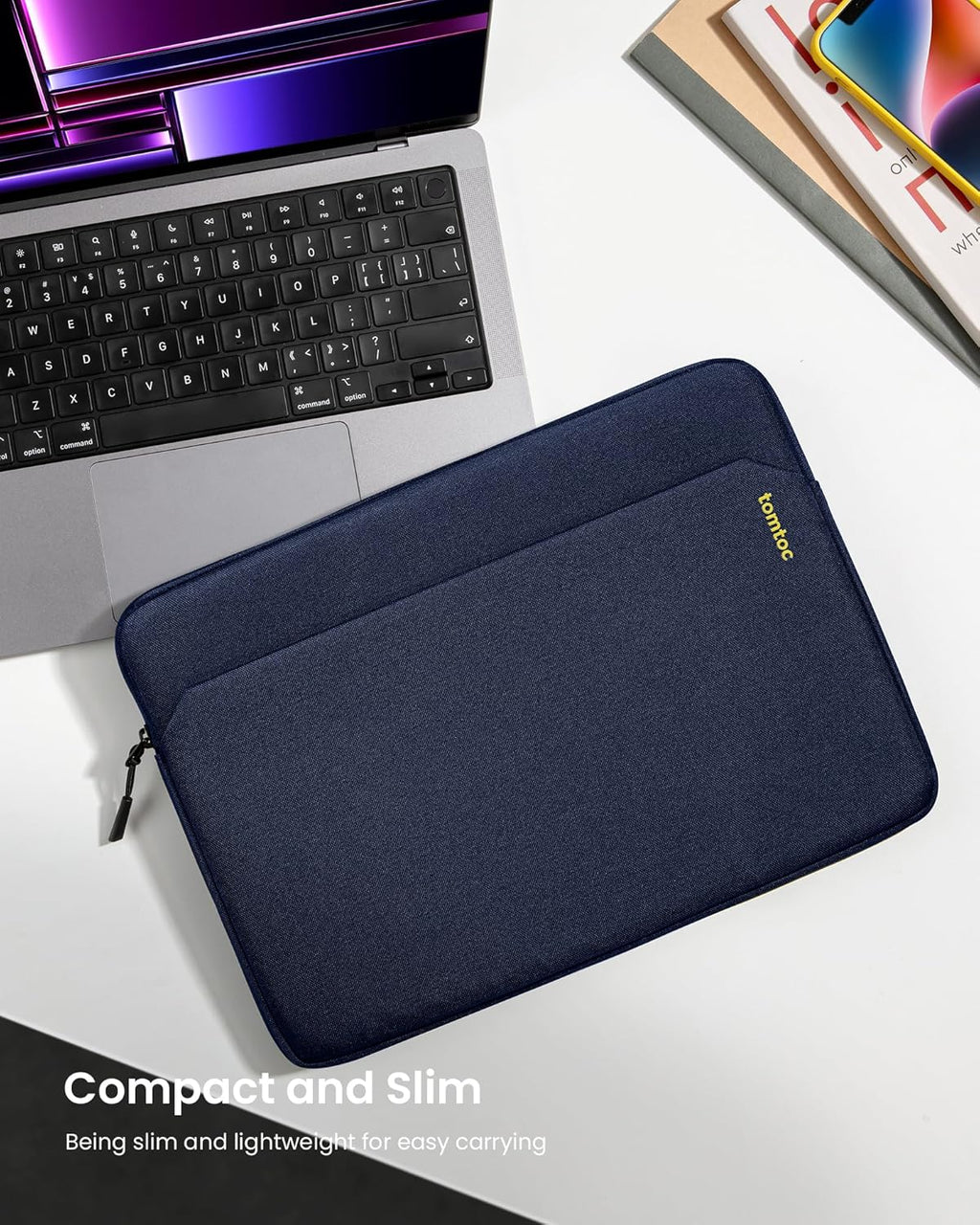 tomtoc Slim Laptop Sleeve for 15-inch 2025 New MacBook Air M4/A3241, M3/A3114, M2/A2941, 15 Inch Microsoft Surface Laptop AI PC/6/5, Dell XPS 15 Plus, Recycled Water-Resistant Protective Case Bag