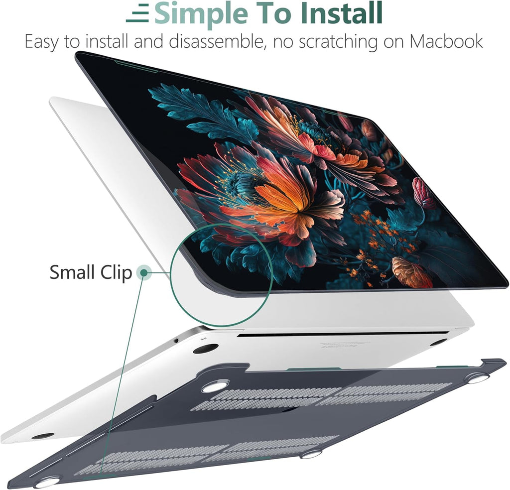 MEEgoodo Case for MacBook Pro 13 inch 2022 2021 2020 New A2338 M2/M1 A2251 A2289, Laptop Hard Shell Cases with Keyboard & Camera Cover Compatible Case, Bunch Flowers (A2338/A2251/A2289)