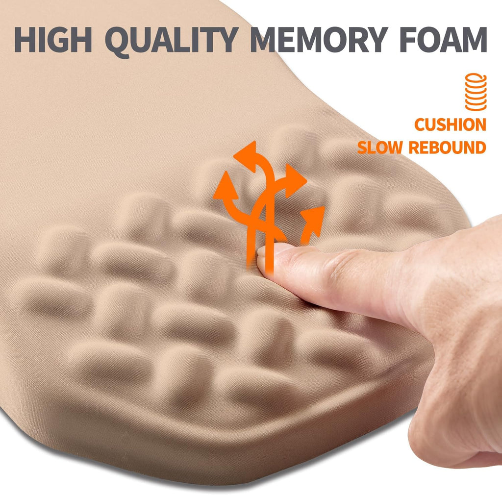Ergonomic Slope Mouse Pad Wrist Support, Wrist Rest Mousepad for Carpal Tunnel Pain Relief with Massage Bulge and Slow Rebound Memory Foam (12x8 inch, Sand Color)
