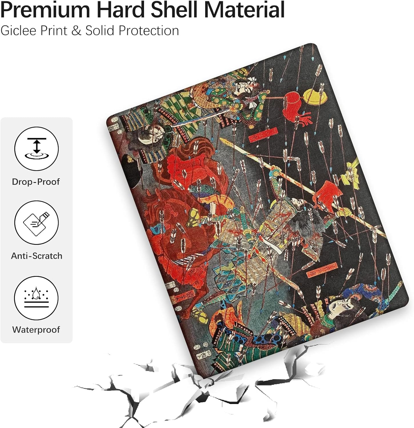 Berkin Arts Compatible with MacBook Pro 13 inch Cover, 2022, 2021, 2020-2018 Release A1708 with Keyboard Cover & Screen Protector Ukiyo-e (The Kusunoki's Final Attack by Kuniyoshi)