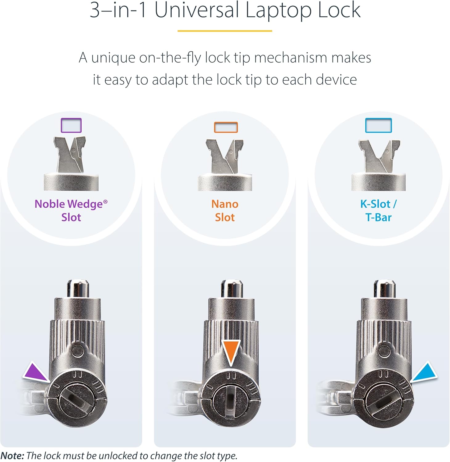 StarTech.com 25-Pack Universal Laptop Lock 6.6ft (2m), Keyed Alike Security Cable, Compatible with Noble Wedge/Nano/K-Slot, TAA