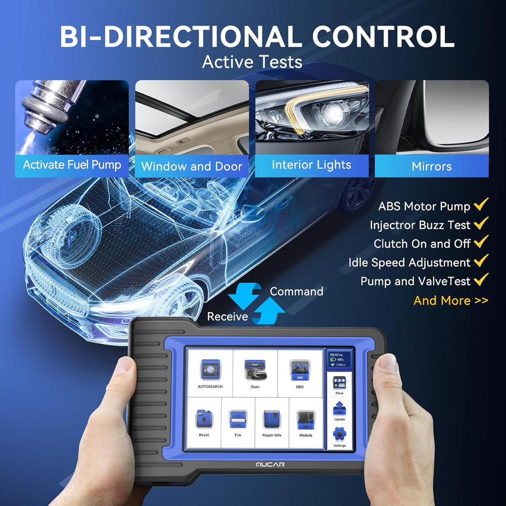 MUCAR OBD2 Scanner Diagnostic Tool, Bidirectional Scan Tool, All Systems 28+ Reset, Obd2 Scanner Bluetooth for Car with Active Test ECU Coding, FCA CAN-FD, Lifetime Free Update