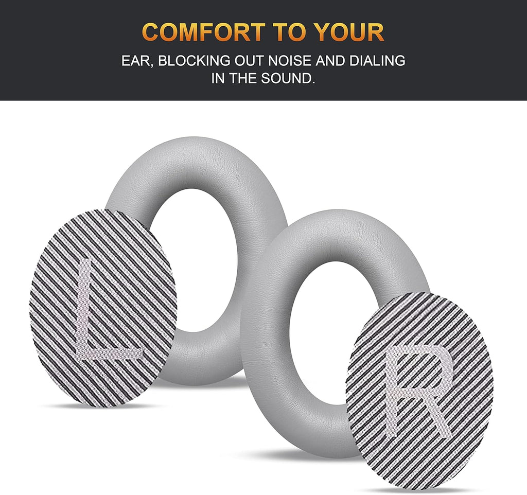 BINGLE Upgraded QC35 Replacement Ear Pads for Bose & Sound Insulation Bose QC35 ii Replacement Ear Pads, Added Thickness QC35 Replacement Headphone Pads with Soft Leather, Memory Foam Gray