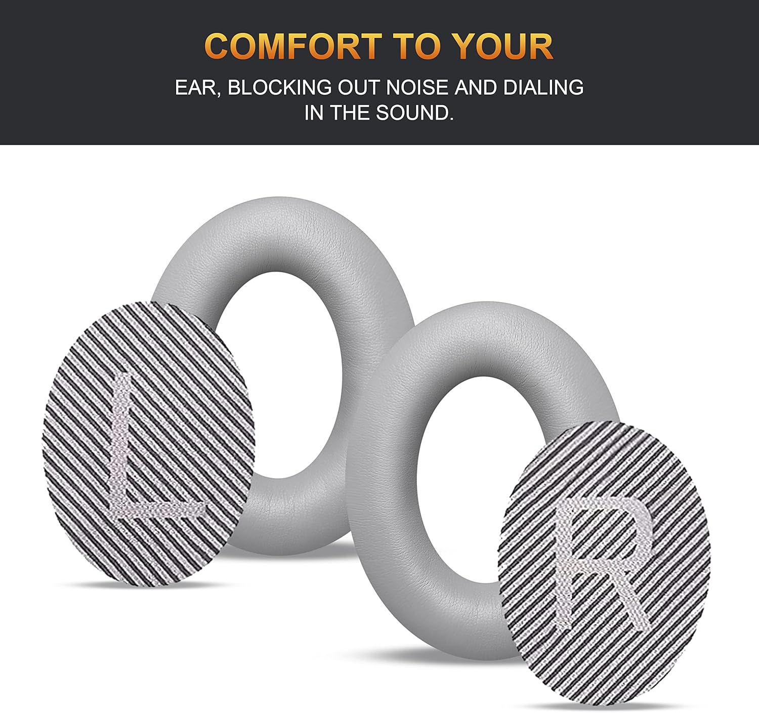 BINGLE Upgraded QC35 Replacement Ear Pads for Bose & Sound Insulation Bose QC35 ii Replacement Ear Pads, Added Thickness QC35 Replacement Headphone Pads with Soft Leather, Memory Foam Gray