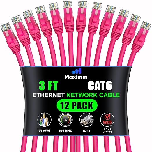 Maximm Cat 6 Ethernet Cable - 3 ft - High-Speed LAN by MaximmCable