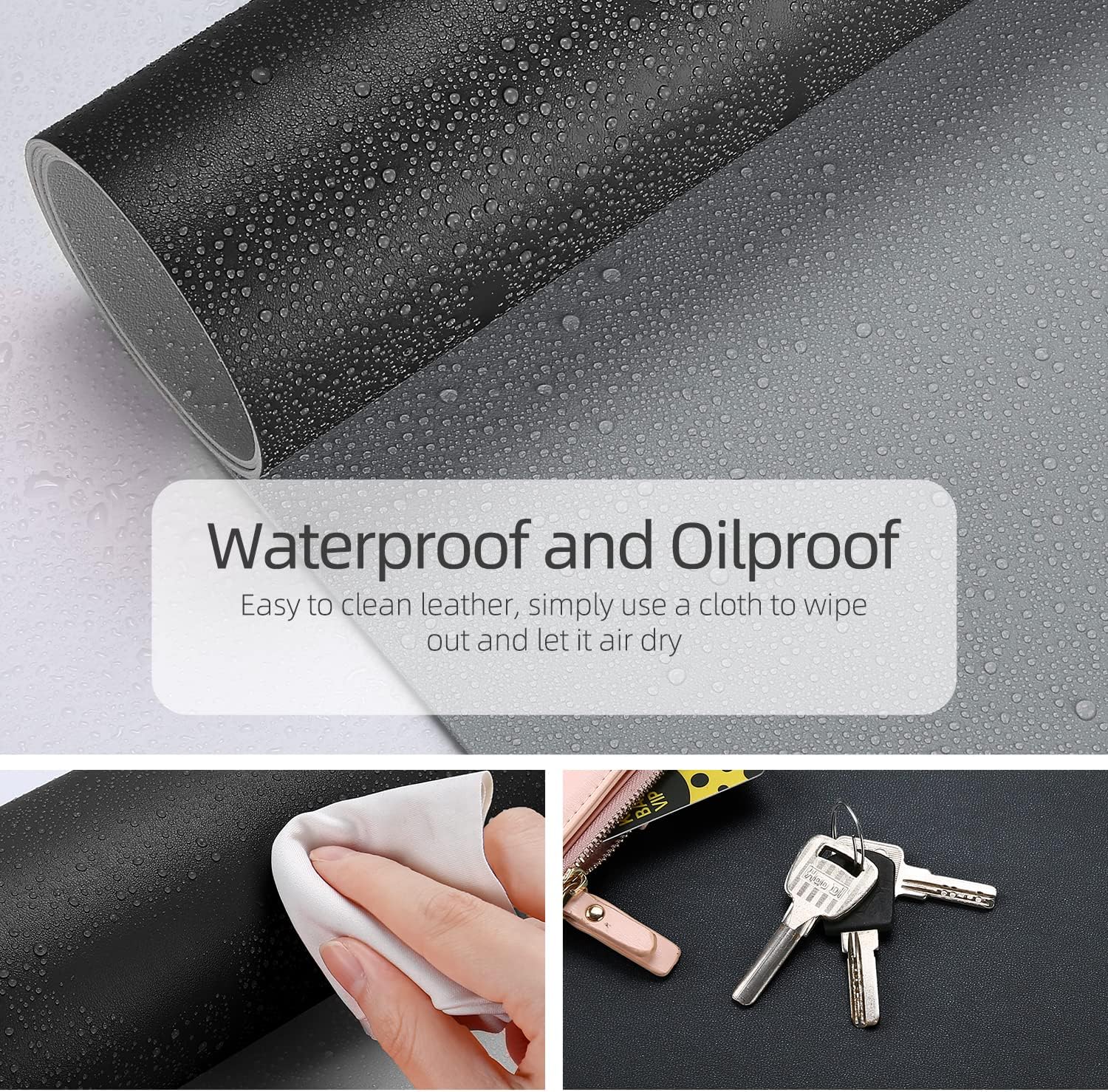 YSAGi Dual-Sided Desk Pad Protector, Waterproof Leather Desk Mat, Large Mouse Pad, Office Desk Pad Writing Pad (31.5" x 15.7", Black+Grey)