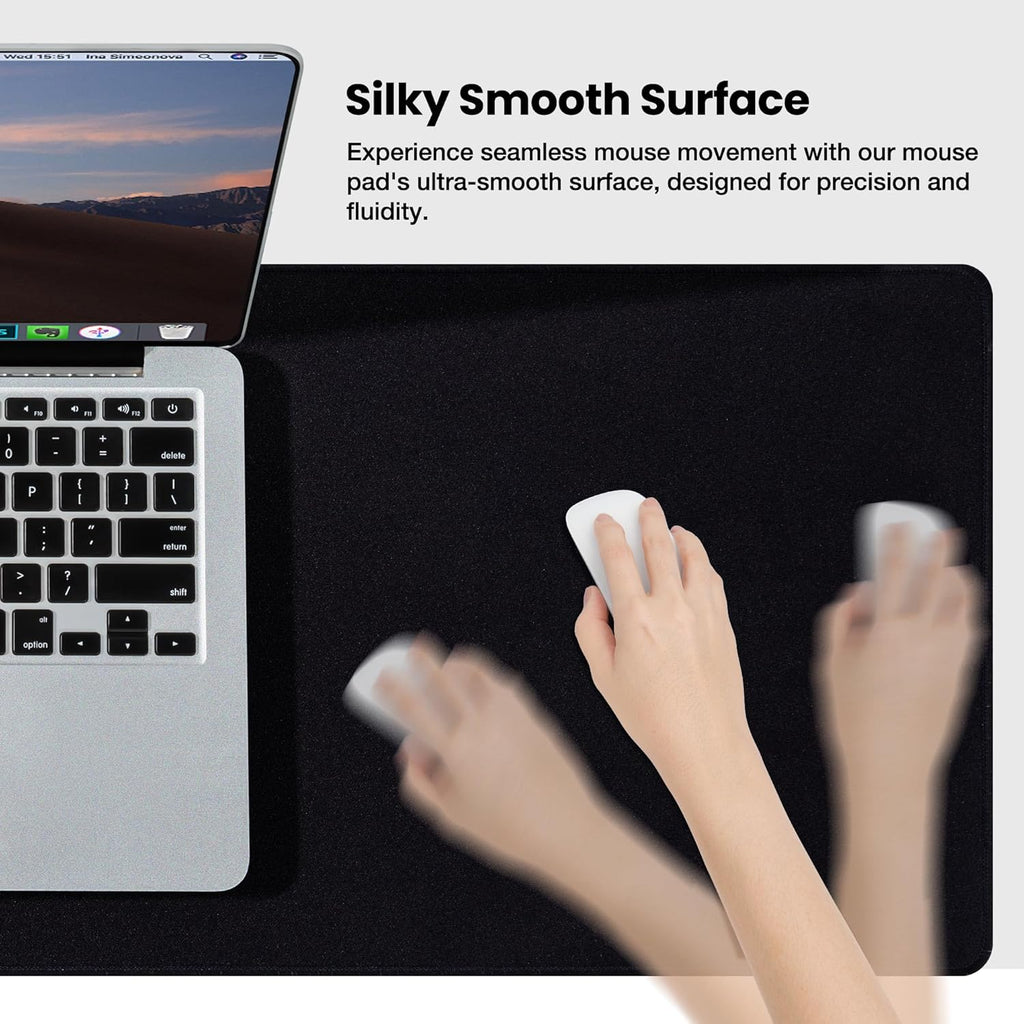 ALOANES Large Gaming Mouse Pad with Non-Slip Rubber Base,Stitched Edge,Desk mat for Laptop,Computer & PC, Wristing Pad for Gamer,Office & Home,Classic Black XXL 15.74''x35.43''x0.12''