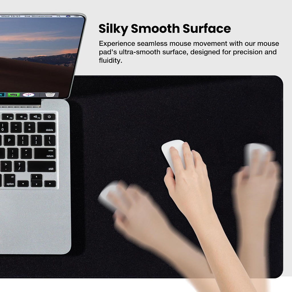 ALOANES Large Gaming Mouse Pad with Non-Slip Rubber Base,Stitched Edge,Desk mat for Laptop,Computer & PC, Wristing Pad for Gamer,Office & Home,Classic Black XL 11.81''x31.50''x0.12''