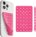 SUCKY Silicone Suction Phone Case Adhesive Mount - Anti-Slip Holder, Hands-Free Fidget Toy, Phone Accessory for iPhone and Android (Hot Pink, Double V2)