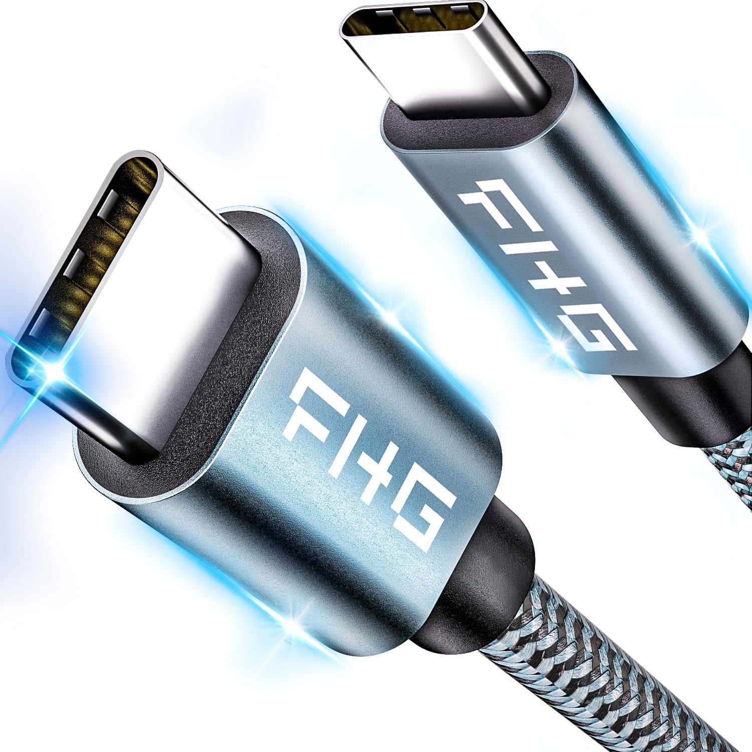 FHG USB C to USB C Cable 3.3FT 2Pack, PD 60W/3A USB C to USB C Fast Charging Cable from 20% to 90% in 30mins, 5Gbps USBC Data Cable, Nylon Braided Compatible for Samsung Galaxy S23/iPhone 15