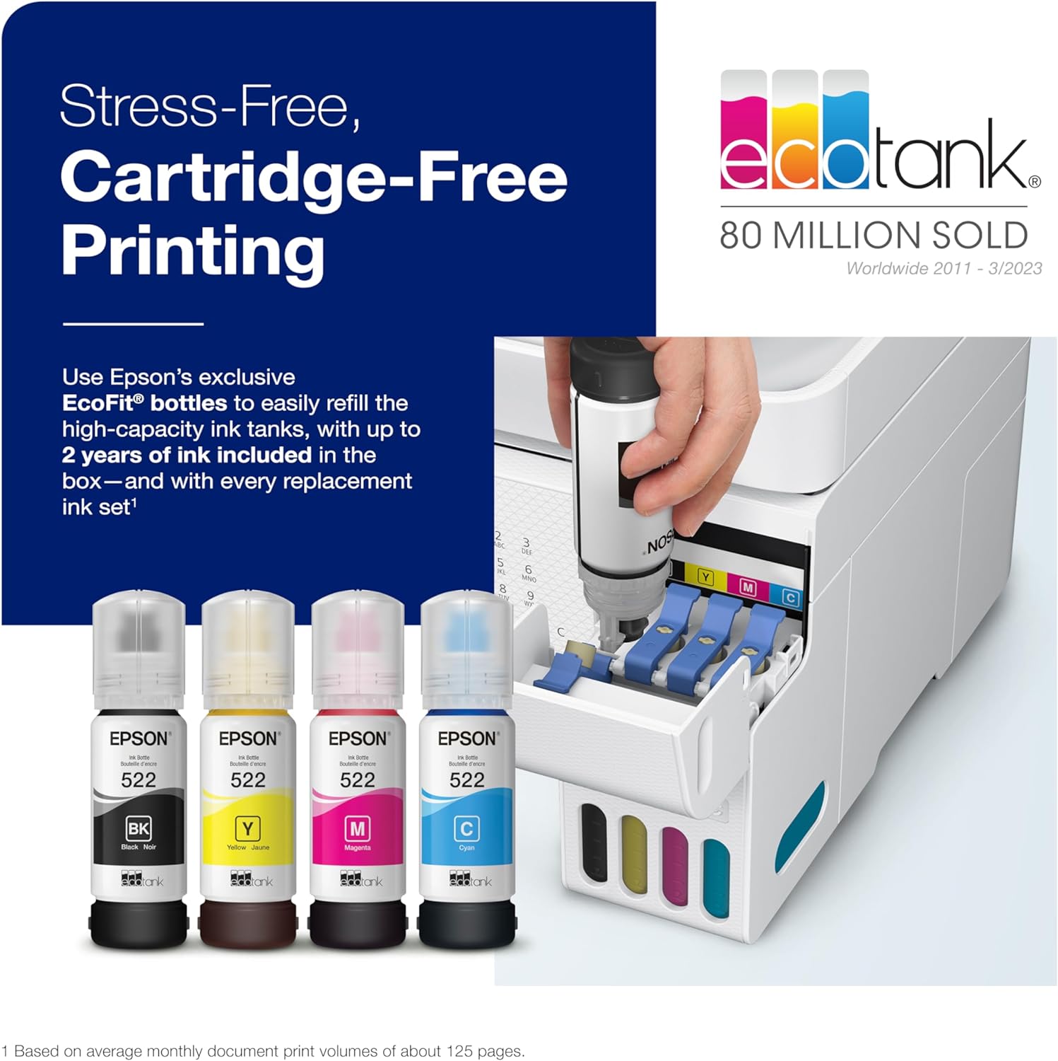 Epson EcoTank ET-4800 Wireless All-in-One Cartridge-Free Supertank Printer with Scanner & EcoTank ET-2850 Wireless Color All-in-One Cartridge-Free Supertank Printer with Scan