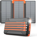Power Bank Solar Charger 46800mAh Built in 4 Cables 3 Foldable Solar Panels, PD20W Fast Charging Portable Charger, LED Display Powerbank USB C in/Output, External Battery Pack with SOS Camping Light