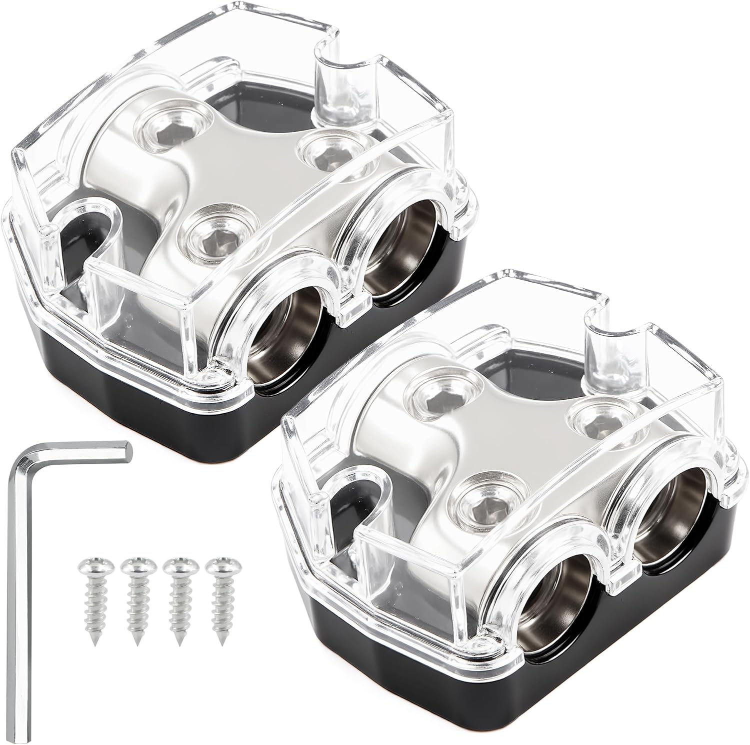 2 Way Power Distribution Block 1x 0 GA in 2X 0 GA Out Circuit Protector Distribution Connecting Blocks for Car Audio Splitter,2Pcs with Installation Kit