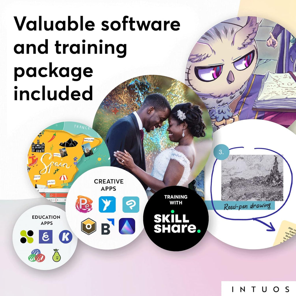 Wacom Intuos Small Graphics Drawing Tablet, includes Training & Software; 4 Customizable ExpressKeys Compatible With Chromebook Mac Android & Windows, photo/video editing, design & education,Black