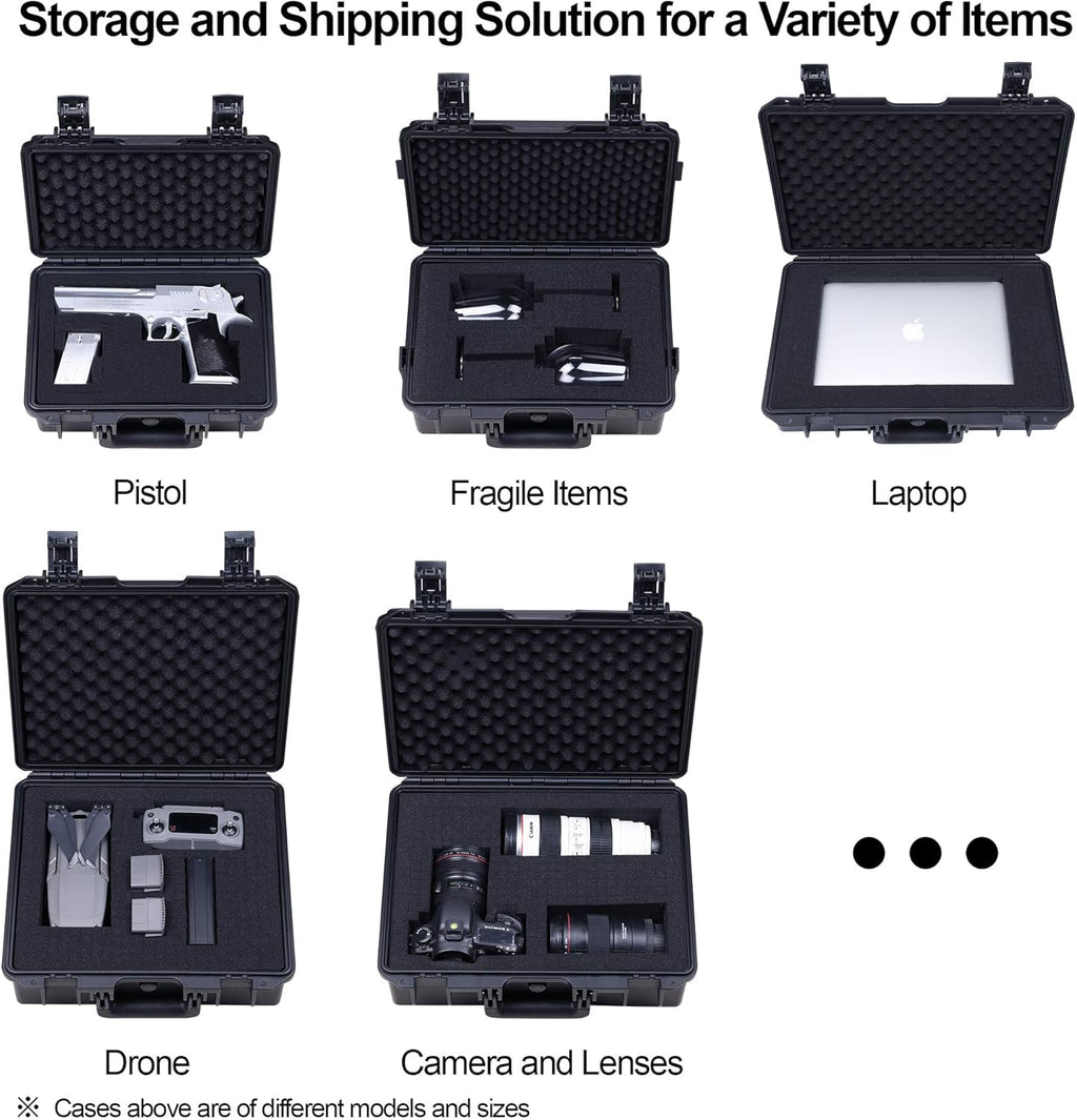 Lykus HC-3810 Waterproof Hard Case with Customizable Foam Insert, Interior Size 14.96x11.02x5.3 in, Suitable for camera,lens,drone,mic,flashlight,telescope,action cam,electronics,tools,and more