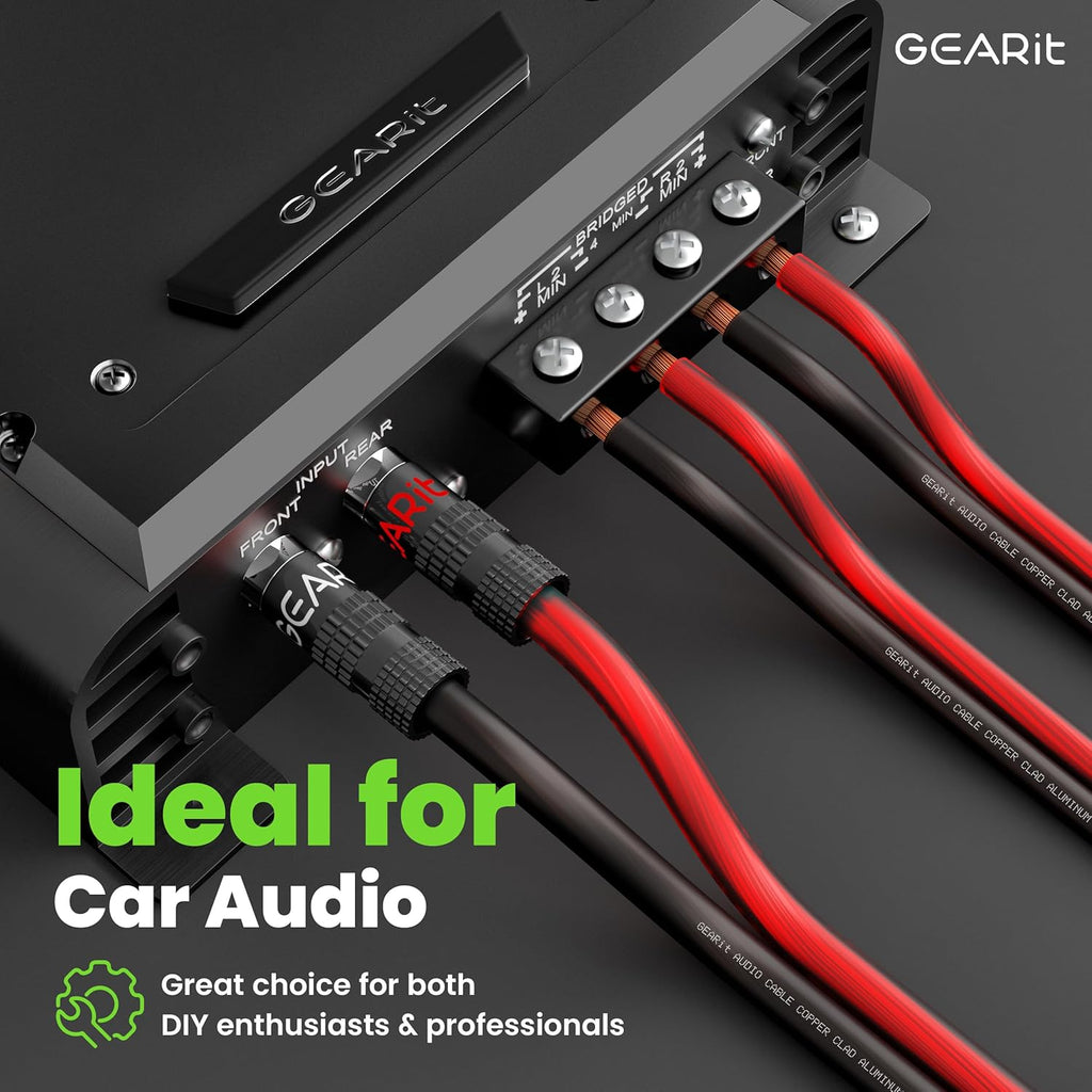 14 Gauge Car Speaker Wire, GearIT Pro Series (100 Feet, Soft Touch Translucent Red / Black) Copper Clad Aluminum CCA 14 AWG Automotive Car Speaker Wire for Car Stereo, Car Audio Wiring Kit - 100ft