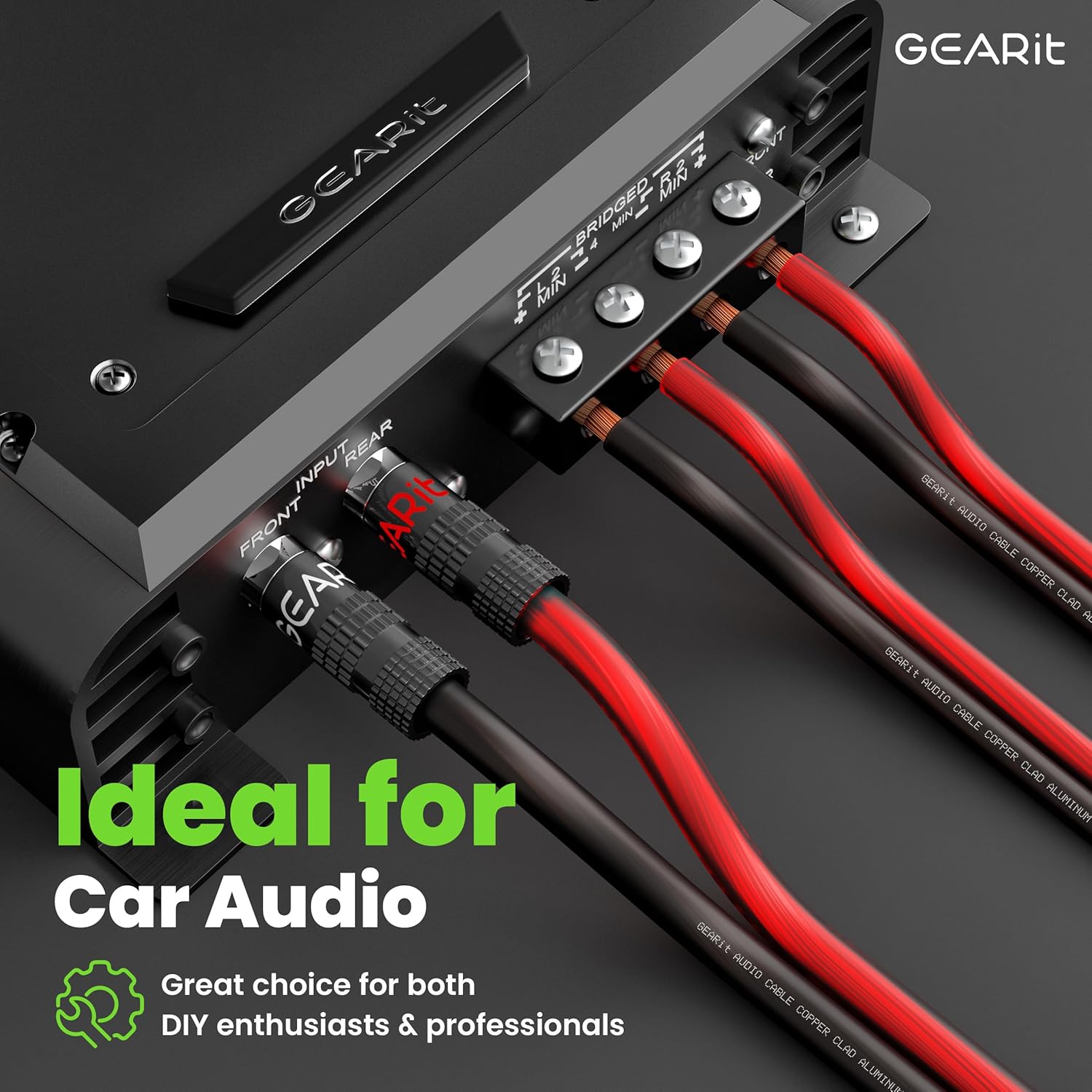 14 Gauge Car Speaker Wire, GearIT Pro Series (100 Feet, Soft Touch Translucent Red / Black) Copper Clad Aluminum CCA 14 AWG Automotive Car Speaker Wire for Car Stereo, Car Audio Wiring Kit - 100ft
