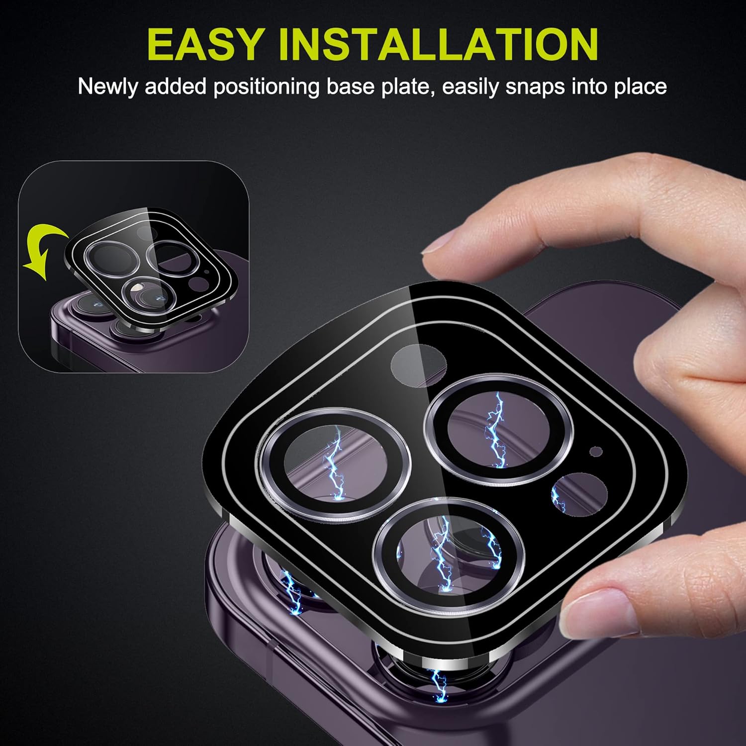 WSKEN for iPhone 14 Pro/iPhone 14 Pro Max Camera Lens Protector,[Night Shooting Mode] HD Tempered Metal Glass Camera Screen Protector Cover Film Accessories,Deep Purple