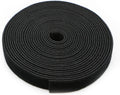 Reusable Fastening Tape Cable Ties 3/4 Inch Double Side Hook Roll (5 Yard, Black)