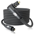 EMK 90 Degree Toslink Optical Cable 360 Degree Free-Rotating Plug Fiber Optic Cable S/PDIF Toslink Male to Male for Home Theater, Sound Bar, TV, PS4, Xbox,Grey (30ft/10m)