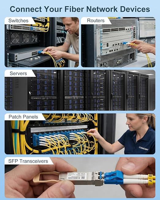 LC to LC Single Mode Fiber Patch Cable 10M OS2 Duplex, 1G/10G/40Gbps, Compatible - Image 3
