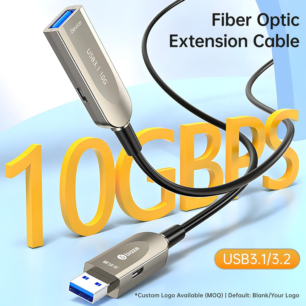 Active Optical USB 3.0 Extension Cable Fiber Optic Type A Male to Female USB Extension Cord USB Extender 5Gbps Data Transfer for Webcam, Gamera, USB Hub, Keyboard, Hard Drive, Printer(65ft)