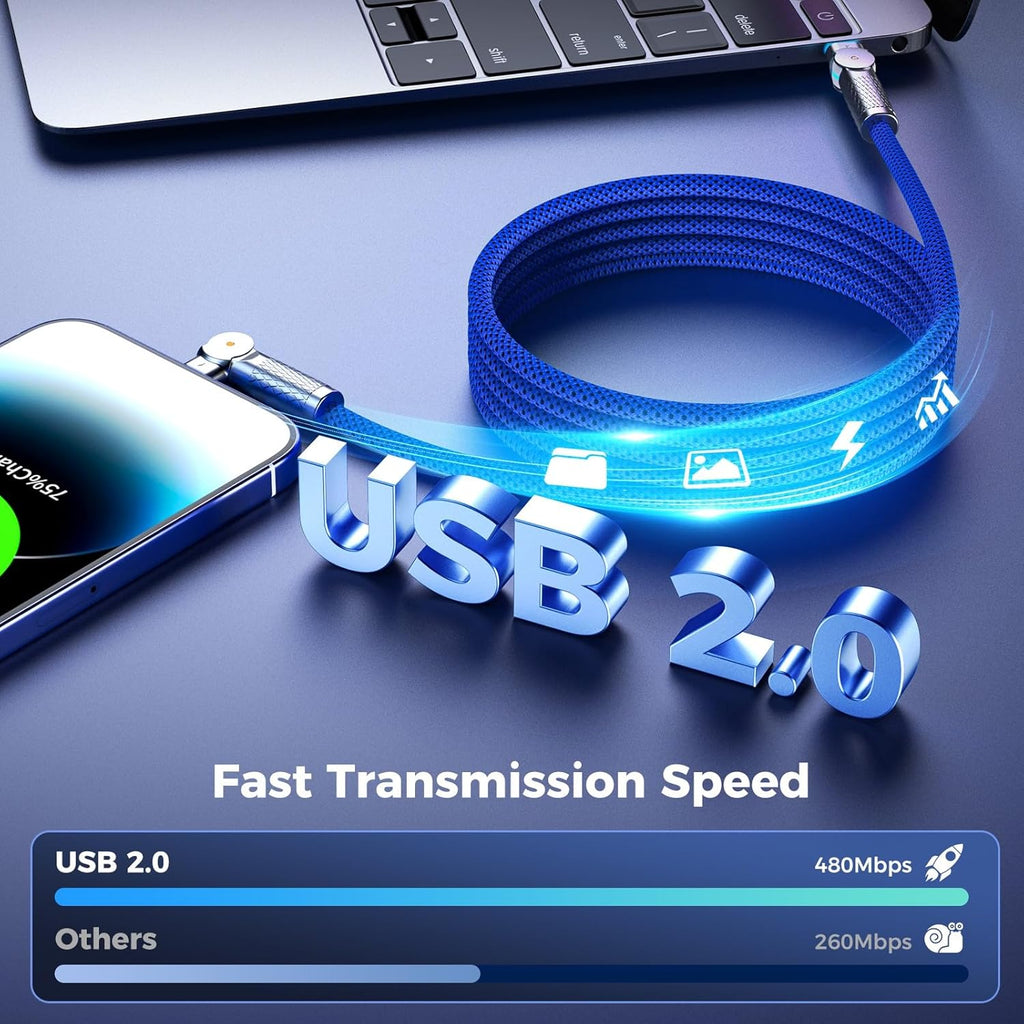 USB C to USB C Cable10ft,240W 2-Pack Braided 180°Rotating Type C Charging CableFast Charge for iPhone 15/16/16Pro/16Plus/16ProMax,MacBook Air,iPad Pro,Pixel,Samsung Galaxy S23/S24 Ultra-Blue