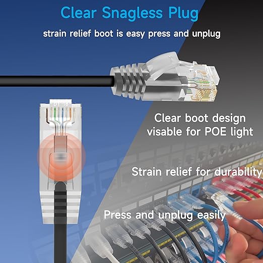 Cat6a Slim Ethernet Patch Cable 7 ft, Cat6a Patch Cable - Image 4