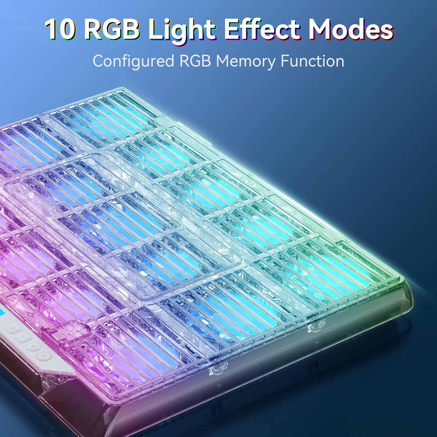 ICE COOREL Gaming Laptop Cooling Pad with 15 RGB Cooling Fans, Fully Transparent Laptop Fan Cooler Pad for 15-21 Inch, Gaming Laptop Cooler Stand with 8 Height Adjustable, USB Port and Type-C Port