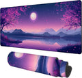 Gaming Desk Pad Large Extra Length Starry Sky Full Moon Mouse Pad Keyboard Laptop Non-Slip Waterproof with Rubber Base Thick Stitched Edge Mouse Mat for Office Home 35.4 x 15.7 Inches