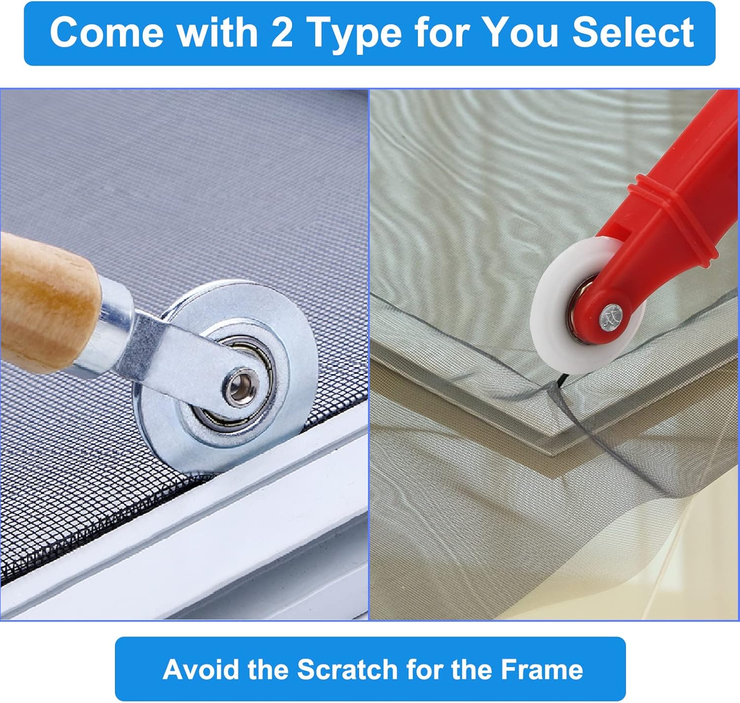 Window Screen Repair Kit Mesh Screen Spline Roller Repair Tools Kit with Screen Installer Clips, Metal and Plastic Spline Fixing Tool Kit for Window Screen