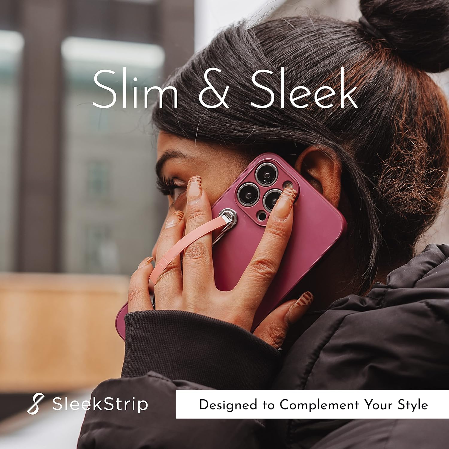 SleekGrip Premium: Swappable Phone Stand & Phone Grip - Ultra Thin Convertible Grip Holder Fits Most iPhone and Android Cases, Phone Strap Compatible with Wireless Chargers and Car Mounts