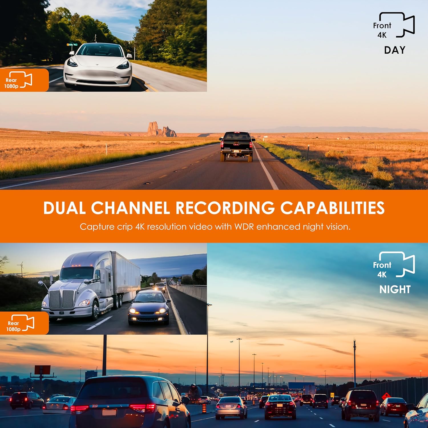 CPDuo Pro - 10.26" 4K Dash Cam with Wireless CarPlay & Android Auto, Touchscreen, GPS, Bluetooth, WDR, Night Vision, 170° Wide, Parking Mode
