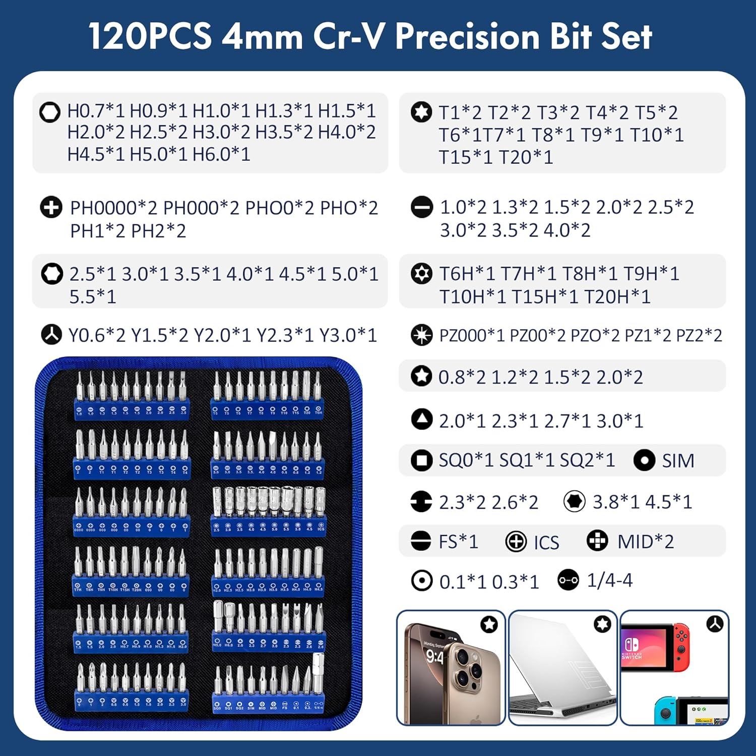 XOOL 140 in 1 Precision Screwdriver Set, Professional Computer Laptop Repair Tool Kit, Electronics Repair Tool with 120 Magnetic Bits, Compatible for Macbook, iPhone, Game Console, Tablet