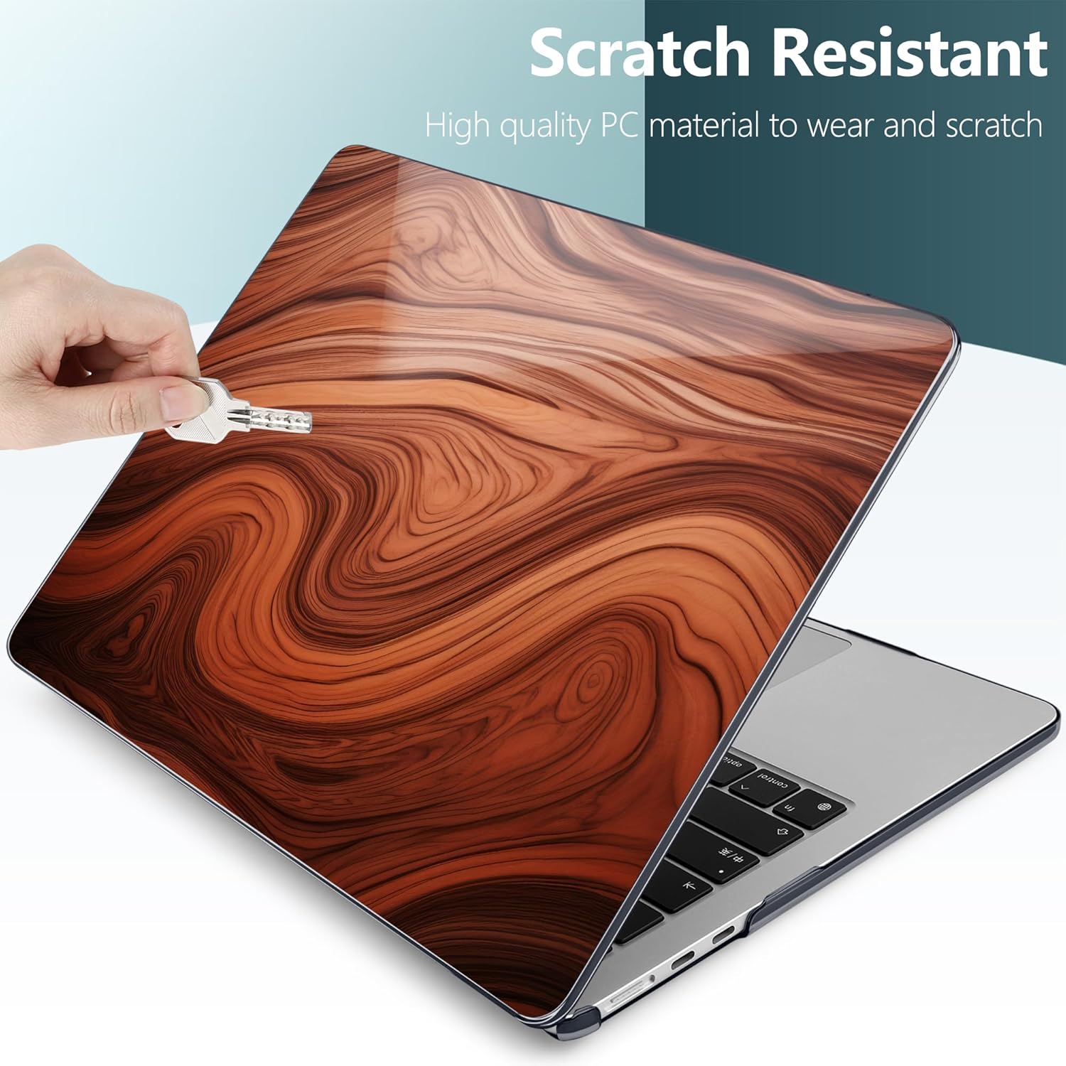 TWOLSKOO Compatible with M4 MacBook Air 13.6 inch Case 2025-2022 Release M4 A3240 M3 A3113 M2 A2681, Plastic Hard Shell & Keyboard Cover & Type C Adapter & Screen Protector, Wood Grain