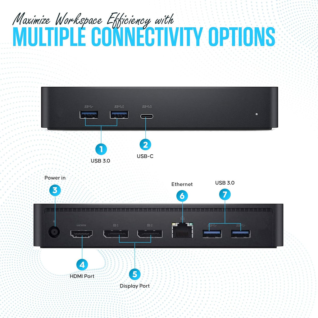 Dell D6000S Universal Docking Station USB C with 130W, HDMI & DP Cable (Renewed)